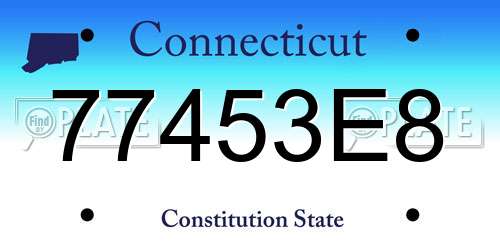 77453E8 Connecticut License Plate