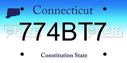 774BT7 Connecticut License Plate