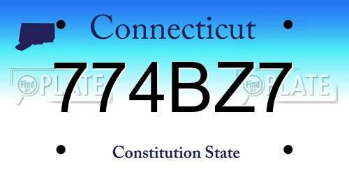 774BZ7 Connecticut License Plate