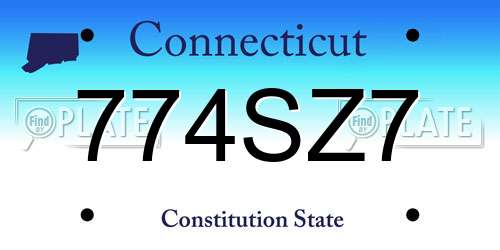 774SZ7 Connecticut License Plate