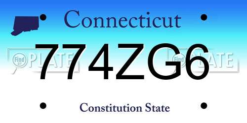 774ZG6 Connecticut License Plate