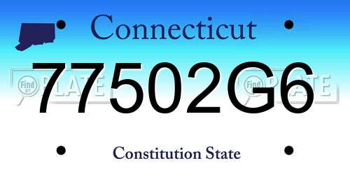 77502G6 Connecticut License Plate