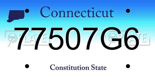77507G6 Connecticut License Plate