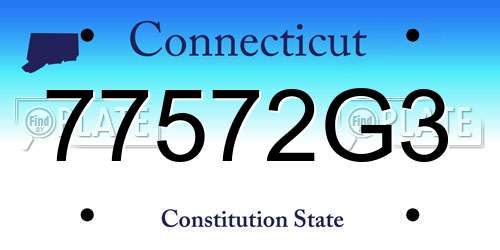 77572G3 Connecticut License Plate
