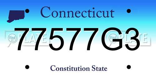 77577G3 Connecticut License Plate