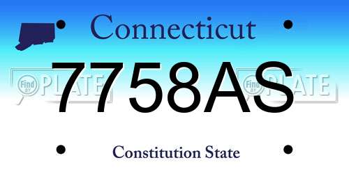 7758AS Connecticut License Plate