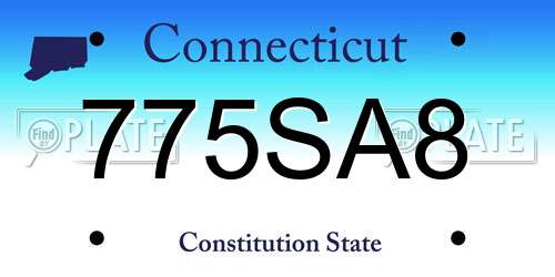 775SA8 Connecticut License Plate