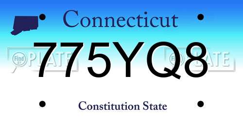 775YQ8 Connecticut License Plate