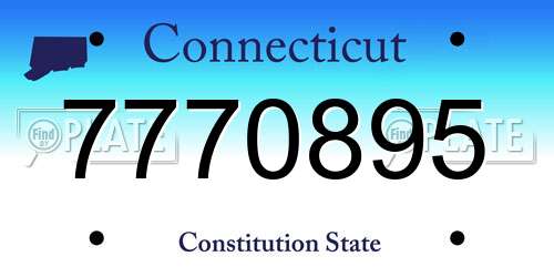 7770895 Connecticut License Plate