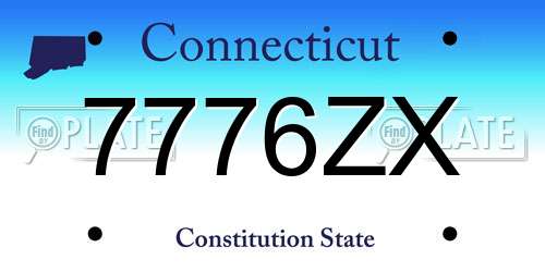 7776ZX Connecticut License Plate