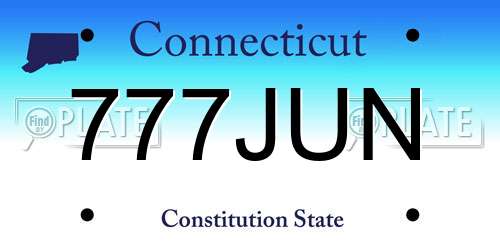 777JUN Connecticut License Plate