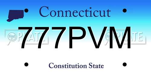 777PVM Connecticut License Plate