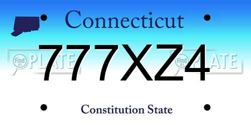 777XZ4 Connecticut License Plate