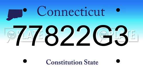 77822G3 Connecticut License Plate