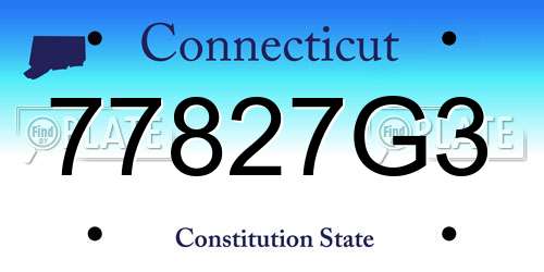 77827G3 Connecticut License Plate