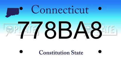 778BA8 Connecticut License Plate