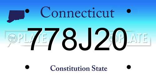 778J20 Connecticut License Plate