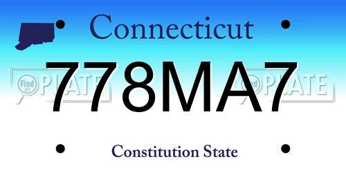 778MA7 Connecticut License Plate