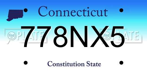 778NX5 Connecticut License Plate