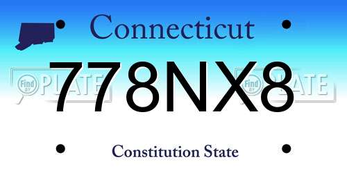 778NX8 Connecticut License Plate