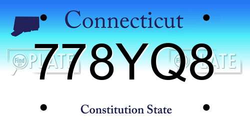 778YQ8 Connecticut License Plate