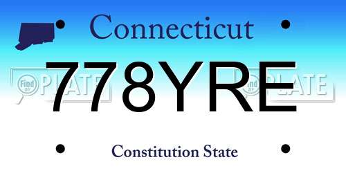 778YRE Connecticut License Plate