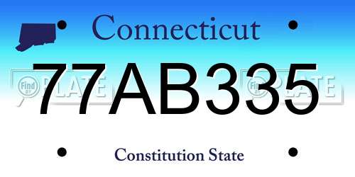 77AB335 Connecticut License Plate