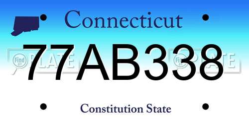 77AB338 Connecticut License Plate