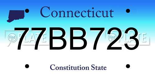 77BB723 Connecticut License Plate