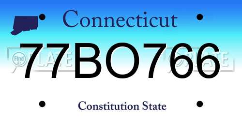 77BO766 Connecticut License Plate