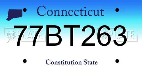 77BT263 Connecticut License Plate