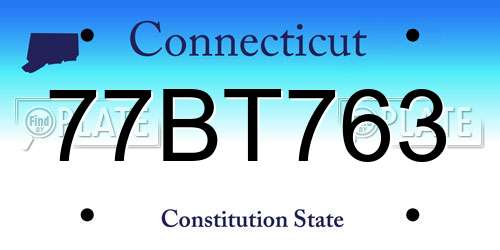 77BT763 Connecticut License Plate
