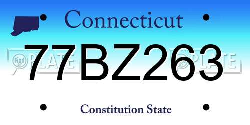 77BZ263 Connecticut License Plate