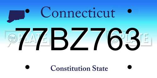 77BZ763 Connecticut License Plate