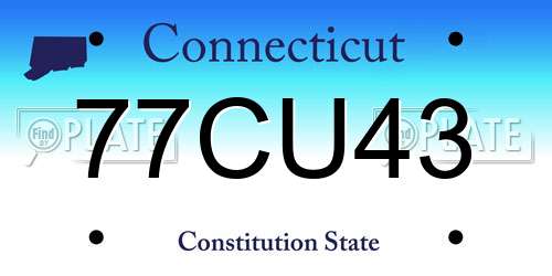 77CU43 Connecticut License Plate