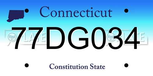 77DG034 Connecticut License Plate