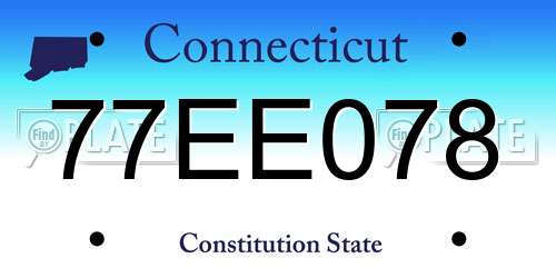 77EE078 Connecticut License Plate