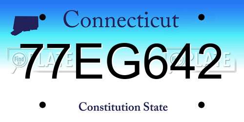 77EG642 Connecticut License Plate