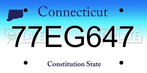 77EG647 Connecticut License Plate
