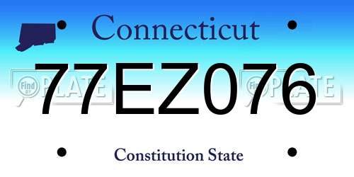 77EZ076 Connecticut License Plate