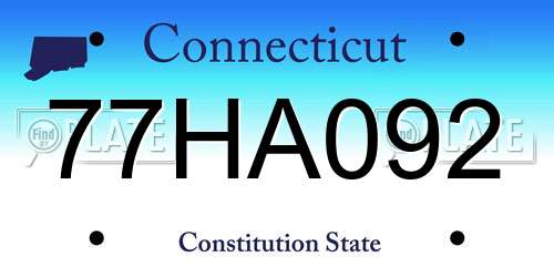 77HA092 Connecticut License Plate