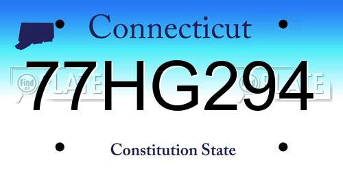 77HG294 Connecticut License Plate