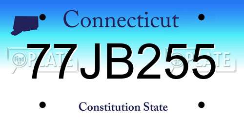 77JB255 Connecticut License Plate