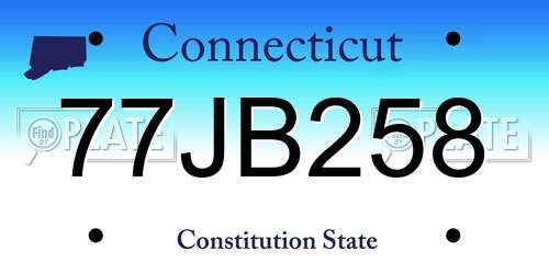 77JB258 Connecticut License Plate