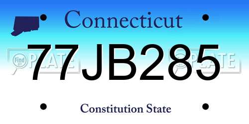 77JB285 Connecticut License Plate