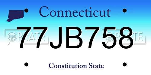 77JB758 Connecticut License Plate