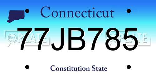 77JB785 Connecticut License Plate