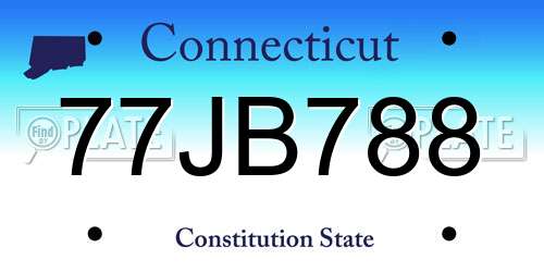 77JB788 Connecticut License Plate