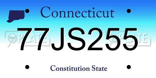 77JS255 Connecticut License Plate