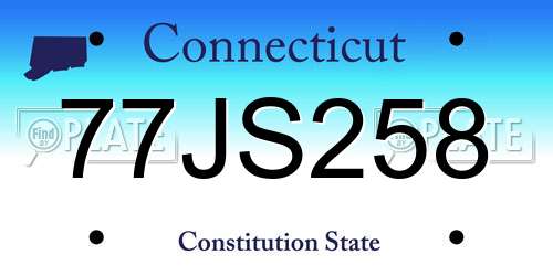77JS258 Connecticut License Plate